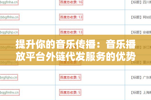 提升你的音乐传播：音乐播放平台外链代发服务的优势
