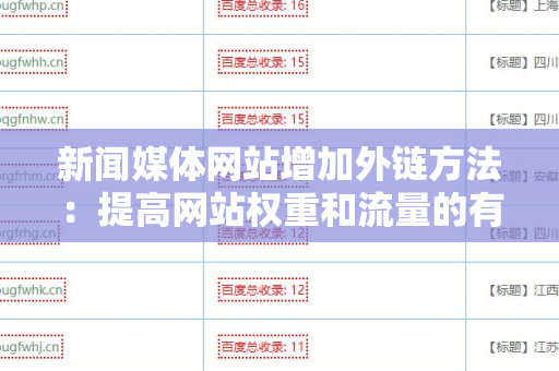 新闻媒体网站增加外链方法：提高网站权重和流量的有效策略