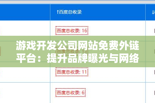 游戏开发公司网站免费外链平台：提升品牌曝光与网络排名的绝佳策略