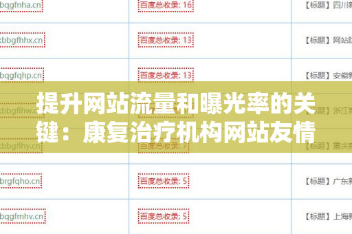 提升网站流量和曝光率的关键：康复治疗机构网站友情链接交换平台