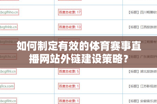 如何制定有效的体育赛事直播网站外链建设策略？