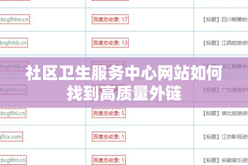 社区卫生服务中心网站如何找到高质量外链