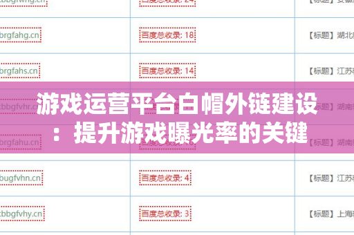游戏运营平台白帽外链建设：提升游戏曝光率的关键