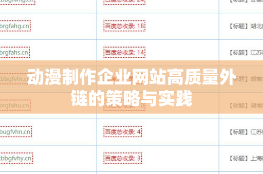 动漫制作企业网站高质量外链的策略与实践