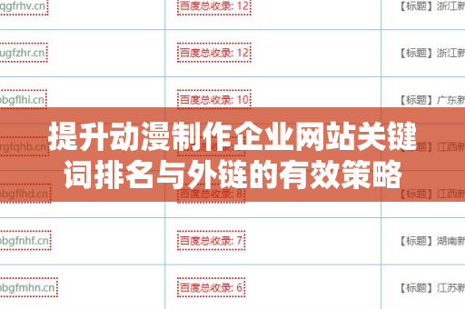 提升动漫制作企业网站关键词排名与外链的有效策略