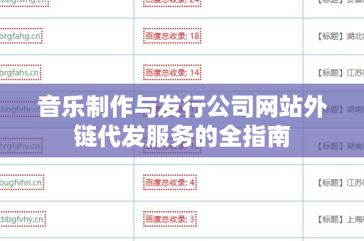 音乐制作与发行公司网站外链代发服务的全指南