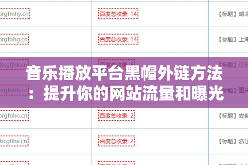 音乐播放平台黑帽外链方法：提升你的网站流量和曝光率的秘密武器