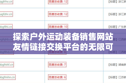 探索户外运动装备销售网站友情链接交换平台的无限可能
