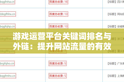 游戏运营平台关键词排名与外链：提升网站流量的有效策略