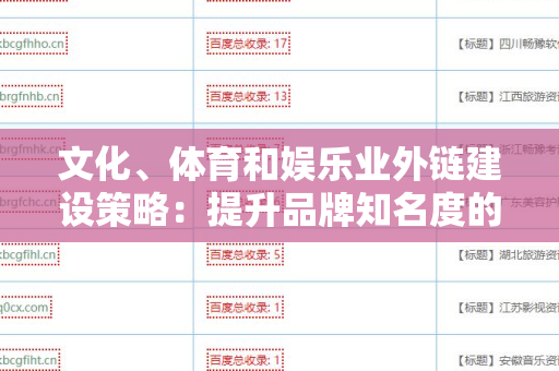 文化、体育和娱乐业外链建设策略：提升品牌知名度的有效途径