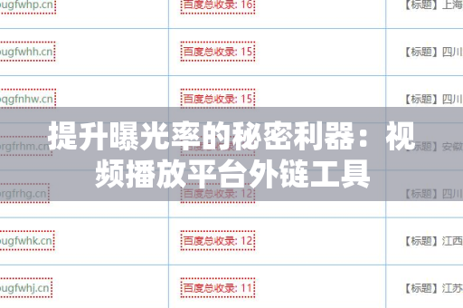提升曝光率的秘密利器：视频播放平台外链工具