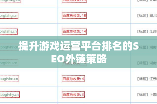 提升游戏运营平台排名的SEO外链策略