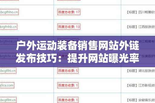 户外运动装备销售网站外链发布技巧：提升网站曝光率的有效方法