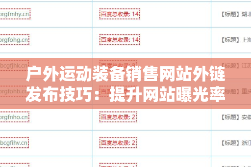 户外运动装备销售网站外链发布技巧：提升网站曝光率的有效方法