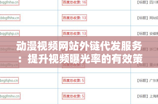 动漫视频网站外链代发服务：提升视频曝光率的有效策略