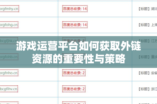 游戏运营平台如何获取外链资源的重要性与策略