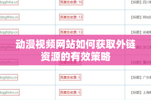 动漫视频网站如何获取外链资源的有效策略