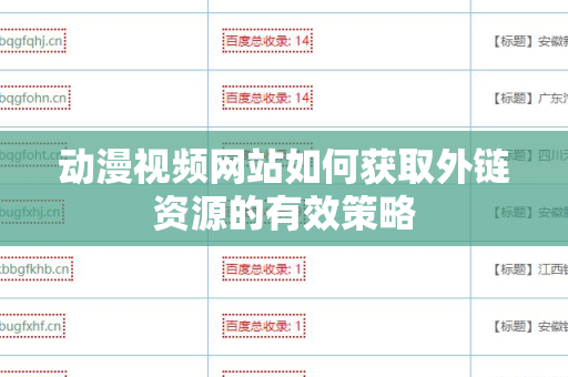 动漫视频网站如何获取外链资源的有效策略