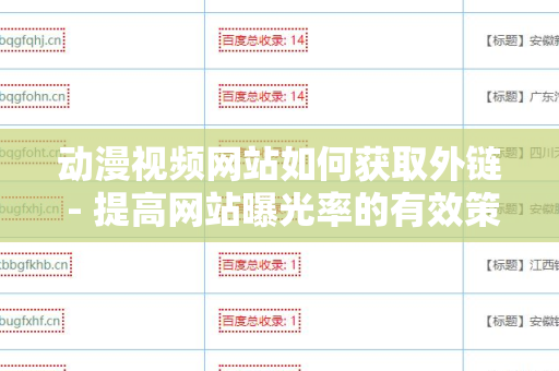 动漫视频网站如何获取外链 - 提高网站曝光率的有效策略