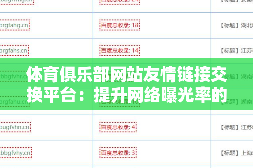 体育俱乐部网站友情链接交换平台：提升网络曝光率的有效工具