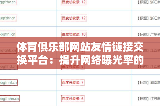 体育俱乐部网站友情链接交换平台：提升网络曝光率的有效工具
