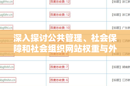 深入探讨公共管理、社会保障和社会组织网站权重与外链关系
