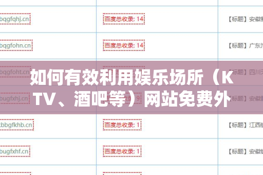 如何有效利用娱乐场所（KTV、酒吧等）网站免费外链平台提升流量