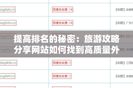 提高排名的秘密：旅游攻略分享网站如何找到高质量外链