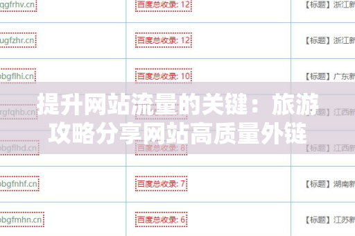 提升网站流量的关键：旅游攻略分享网站高质量外链