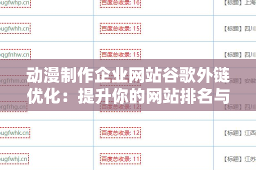 动漫制作企业网站谷歌外链优化：提升你的网站排名与流量