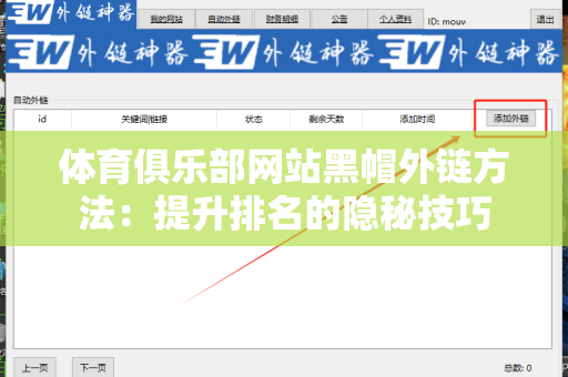 体育俱乐部网站黑帽外链方法：提升排名的隐秘技巧