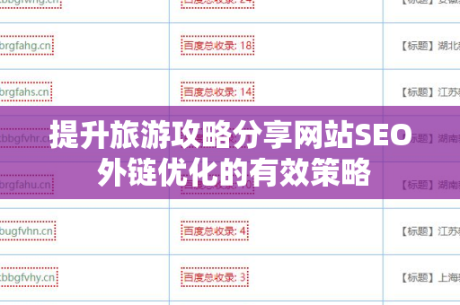 提升旅游攻略分享网站SEO 外链优化的有效策略
