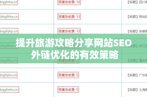提升旅游攻略分享网站SEO 外链优化的有效策略