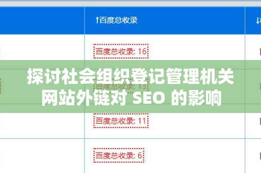 探讨社会组织登记管理机关网站外链对 SEO 的影响