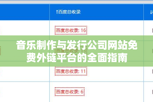 音乐制作与发行公司网站免费外链平台的全面指南