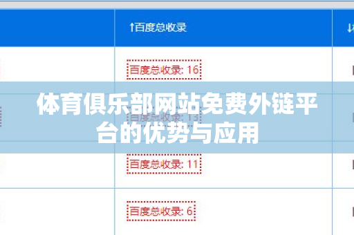 体育俱乐部网站免费外链平台的优势与应用