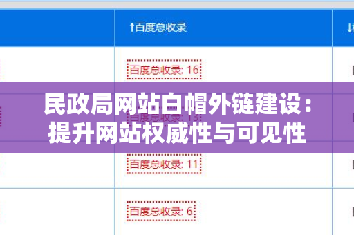 民政局网站白帽外链建设：提升网站权威性与可见性