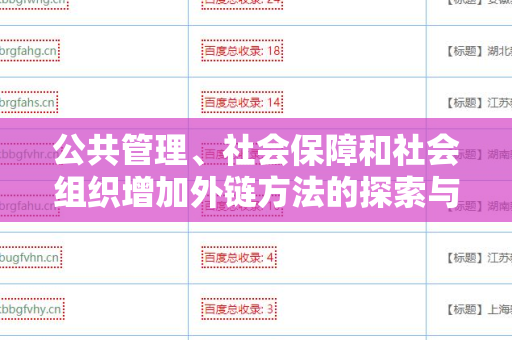 公共管理、社会保障和社会组织增加外链方法的探索与实践