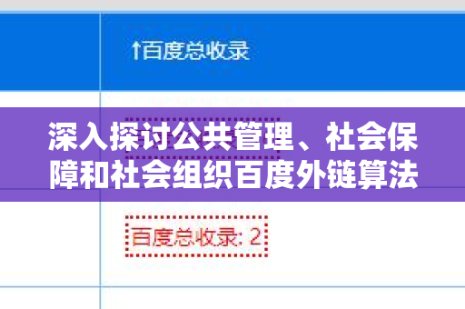 深入探讨公共管理、社会保障和社会组织百度外链算法的融合与应用