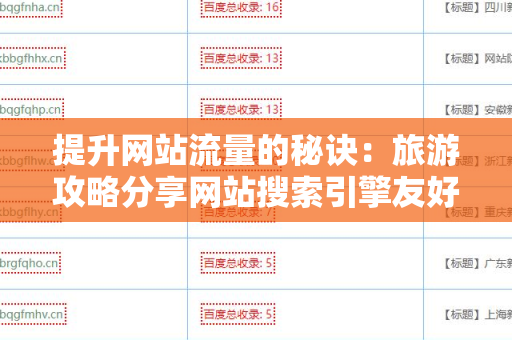 提升网站流量的秘诀：旅游攻略分享网站搜索引擎友好的外链
