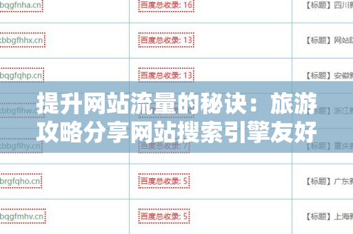 提升网站流量的秘诀：旅游攻略分享网站搜索引擎友好的外链