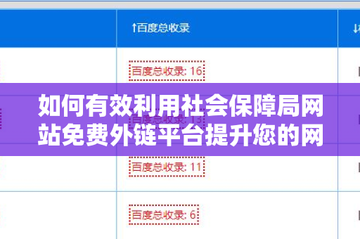如何有效利用社会保障局网站免费外链平台提升您的网络影响力