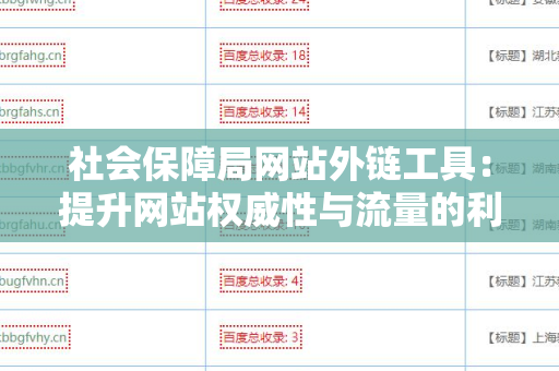 社会保障局网站外链工具：提升网站权威性与流量的利器
