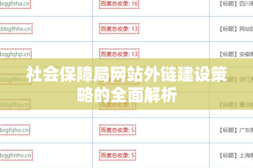 社会保障局网站外链建设策略的全面解析