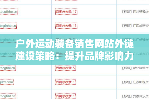 户外运动装备销售网站外链建设策略：提升品牌影响力与流量