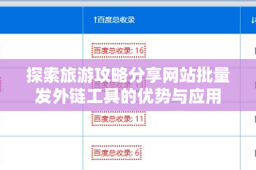 探索旅游攻略分享网站批量发外链工具的优势与应用