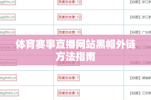 体育赛事直播网站黑帽外链方法指南