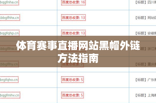 体育赛事直播网站黑帽外链方法指南