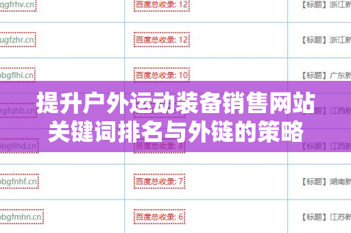 提升户外运动装备销售网站关键词排名与外链的策略