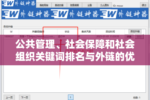 公共管理、社会保障和社会组织关键词排名与外链的优化策略